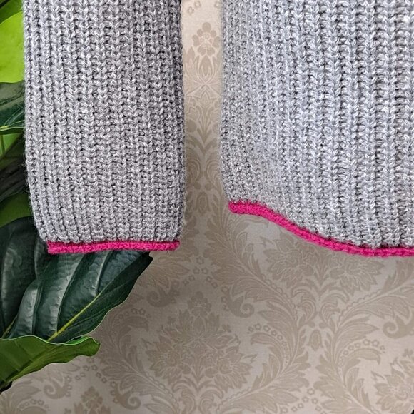 Bartolini Size Small Gray Cowl Neck Sweater Fuschia Trim Wool/Cashmere Blend EUC - Picture 3 of 10